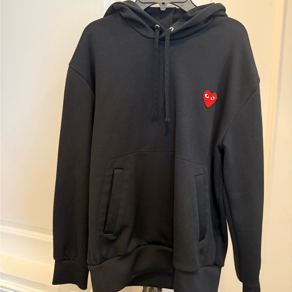 Comme des Garcons PLAY Black Hoodie with Red Heart Emblem